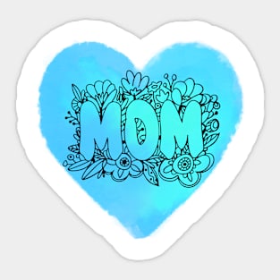 Blue Heart Mom Sticker